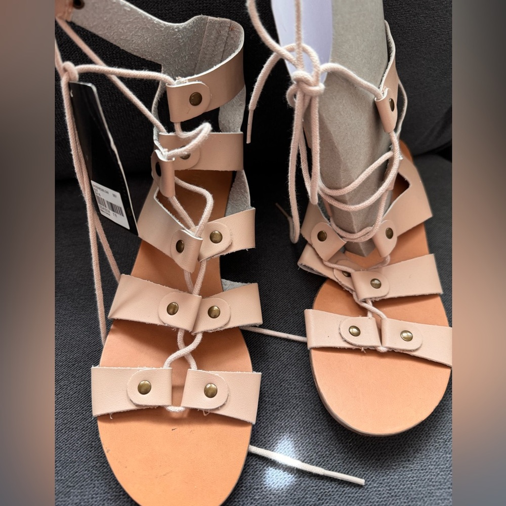 Forever 21 real leather lace up wedge sandal - Picture 3 of 4